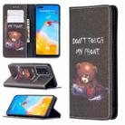 For Huawei P40 Colored Drawing Pattern Invisible Magnetic Horizontal Flip PU Leather Case with Holder & Card Slots & Wallet(Bear) - 1