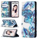 For Huawei P smart 2019 Colored Drawing Pattern Invisible Magnetic Horizontal Flip PU Leather Case with Holder & Card Slots & Wallet(Blue Leaves) - 1