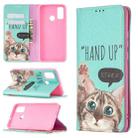 For Huawei P smart 2020 Colored Drawing Pattern Invisible Magnetic Horizontal Flip PU Leather Case with Holder & Card Slots & Wallet(Cat) - 1