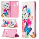 For Huawei P smart Z Colored Drawing Pattern Invisible Magnetic Horizontal Flip PU Leather Case with Holder & Card Slots & Wallet(Two Butterflies) - 1