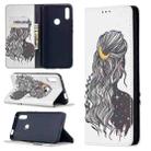 For Huawei P smart Z Colored Drawing Pattern Invisible Magnetic Horizontal Flip PU Leather Case with Holder & Card Slots & Wallet(Girl) - 1