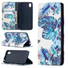 For Huawei Y5 (2019) Colored Drawing Pattern Invisible Magnetic Horizontal Flip PU Leather Case with Holder & Card Slots & Wallet(Blue Leaves) - 1