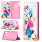 For Huawei Y6p Colored Drawing Pattern Invisible Magnetic Horizontal Flip PU Leather Case with Holder & Card Slots & Wallet(Two Butterflies) - 1