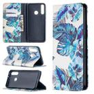 For Huawei Y6p Colored Drawing Pattern Invisible Magnetic Horizontal Flip PU Leather Case with Holder & Card Slots & Wallet(Blue Leaves) - 1