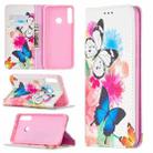 For Huawei Y7p Colored Drawing Pattern Invisible Magnetic Horizontal Flip PU Leather Case with Holder & Card Slots & Wallet(Two Butterflies) - 1