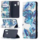 For Huawei Y7p Colored Drawing Pattern Invisible Magnetic Horizontal Flip PU Leather Case with Holder & Card Slots & Wallet(Blue Leaves) - 1