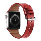 Genuine Leather Watch Bands For Apple Watch Series 7 45mm / 6 & SE & 5 & 4 44mm / 3 & 2 & 1 42mm(Red) - 1