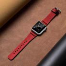 Genuine Leather Watch Bands For Apple Watch Series 7 45mm / 6 & SE & 5 & 4 44mm / 3 & 2 & 1 42mm(Red) - 3