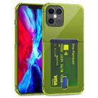 For iPhone 12 TPU Transparent Protective Case with Card Slots(Green) - 1