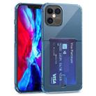 For iPhone 12 TPU Transparent Protective Case with Card Slots(Blue) - 1