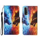 For Huawei P Smart 2021 / Y7a Colored Drawing Pattern Horizontal Flip Leather Case with Holder & Card Slots & Wallet(Flame Wolf) - 1