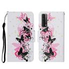 For Huawei P Smart 2021 / Y7a Colored Drawing Pattern Horizontal Flip Leather Case with Holder & Card Slots & Wallet(Four Butterflies) - 1