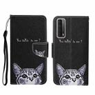 For Huawei P Smart 2021 / Y7a Colored Drawing Pattern Horizontal Flip Leather Case with Holder & Card Slots & Wallet(Kitty) - 1