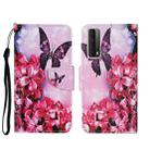 For Huawei P Smart 2021 / Y7a Colored Drawing Pattern Horizontal Flip Leather Case with Holder & Card Slots & Wallet(Red Flower Butterfly) - 1