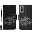 For Huawei P Smart 2021 / Y7a Colored Drawing Pattern Horizontal Flip Leather Case with Holder & Card Slots & Wallet(Black Cat) - 1