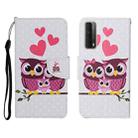 For Huawei P Smart 2021 / Y7a Colored Drawing Pattern Horizontal Flip Leather Case with Holder & Card Slots & Wallet(Cat Family) - 1