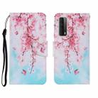 For Huawei P Smart 2021 / Y7a Coloured Drawing Pattern Horizontal Flip PU Leather Case with Holder & Card Slots & Wallet & Lanyard(Cherry Blossoms) - 1