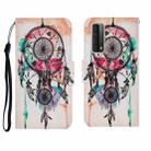 For Huawei P Smart 2021 / Y7a Coloured Drawing Pattern Horizontal Flip PU Leather Case with Holder & Card Slots & Wallet & Lanyard(Purple Butterfly) - 1