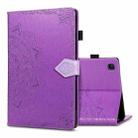 For Samsung Galaxy Tab S6 Lite Halfway Mandala Embossing Pattern Horizontal Flip PU Leather Case with Card Slots & Holder & Pen Slot(Purple) - 1