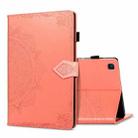 For Samsung Galaxy Tab S6 Lite Halfway Mandala Embossing Pattern Horizontal Flip PU Leather Case with Card Slots & Holder & Pen Slot(Orange) - 1