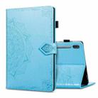 For Samsung Galaxy Tab S6 Halfway Mandala Embossing Pattern Horizontal Flip PU Leather Case with Card Slots & Holder & Pen Slot(Blue) - 1