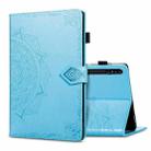 For Samsung Galaxy Tab S8 / Galaxy Tab S7 Halfway Mandala Embossing Pattern Horizontal Flip PU Leather Case with Card Slots & Holder & Pen Slot(Blue) - 1