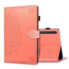 For Samsung Galaxy Tab S8+ / Tab S8 Plus /  Tab S7 FE / Tab S7+  Halfway Mandala Embossing Pattern Horizontal Flip PU Leather Case with Card Slots & Holder & Pen Slot(Orange) - 1