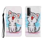 Colored Drawing Horizontal Flip Leather Case with Holder & Card Slot & Wallet For Huawei P Smart 2021 / Y7a(Red Mouth Cat) - 1