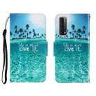 Colored Drawing Horizontal Flip Leather Case with Holder & Card Slot & Wallet For Huawei P Smart 2021 / Y7a(Coconut Tree) - 1