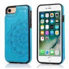 For iPhone SE 2022 / SE 2020 / 8 / 7 Double Buckle Mandala Pattern PU+TPU Protective Case with Card Slots & Holder & Photo Frame(Blue) - 1