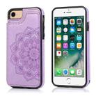 For iPhone SE 2022 / SE 2020 / 8 / 7 Double Buckle Mandala Pattern PU+TPU Protective Case with Card Slots & Holder & Photo Frame(Purple) - 1