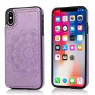 For iPhone X / XS Double Buckle Mandala Pattern PU+TPU Protective Case with Card Slots & Holder & Photo Frame(Purple) - 1