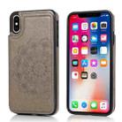 For iPhone XR Double Buckle Mandala Pattern PU+TPU Protective Case with Card Slots & Holder & Photo Frame(Grey) - 1