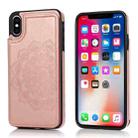 For iPhone XR Double Buckle Mandala Pattern PU+TPU Protective Case with Card Slots & Holder & Photo Frame(Rose Gold) - 1