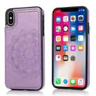 For iPhone XR Double Buckle Mandala Pattern PU+TPU Protective Case with Card Slots & Holder & Photo Frame(Purple) - 1