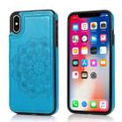 For iPhone XS Max Double Buckle Mandala Pattern PU+TPU Protective Case with Card Slots & Holder & Photo Frame(Blue) - 1