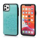 For iPhone 11 Pro Double Buckle Mandala Pattern PU+TPU Protective Case with Card Slots & Holder & Photo Frame (Green) - 1