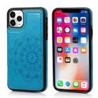 For iPhone 11 Pro Double Buckle Mandala Pattern PU+TPU Protective Case with Card Slots & Holder & Photo Frame (Blue) - 1
