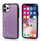 For iPhone 11 Pro Double Buckle Mandala Pattern PU+TPU Protective Case with Card Slots & Holder & Photo Frame (Purple) - 1