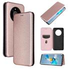 For Huawei Mate 40 Carbon Fiber Texture Horizontal Flip TPU + PC + PU Leather Case with Card Slot(Pink) - 1