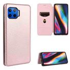 For Motorola One 5G / Moto G 5G Plus Carbon Fiber Texture Horizontal Flip TPU + PC + PU Leather Case with Card Slot(Pink) - 1