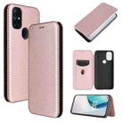 For OnePlus Nord N10 5G Carbon Fiber Texture Horizontal Flip TPU + PC + PU Leather Case with Card Slot(Pink) - 1