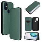 For OnePlus Nord N10 5G Carbon Fiber Texture Horizontal Flip TPU + PC + PU Leather Case with Card Slot(Green) - 1