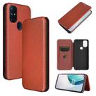 For OnePlus Nord N10 5G Carbon Fiber Texture Horizontal Flip TPU + PC + PU Leather Case with Card Slot(Brown) - 1