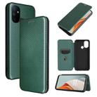 For OnePlus Nord N100 Carbon Fiber Texture Horizontal Flip TPU + PC + PU Leather Case with Card Slot(Green) - 1