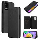 For LG K52 / K62 Carbon Fiber Texture Horizontal Flip TPU + PC + PU Leather Case with Card Slot(Black) - 1