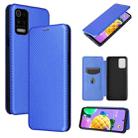 For LG K52 / K62 Carbon Fiber Texture Horizontal Flip TPU + PC + PU Leather Case with Card Slot(Blue) - 1