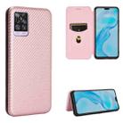 For vivo V20 Pro 5G Carbon Fiber Texture Horizontal Flip TPU + PC + PU Leather Case with Card Slot(Pink) - 1