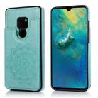 For Huawei Mate 20 Double Buckle Mandala Pattern PU+TPU Protective Case with Card Slots & Holder & Photo Frame(Green) - 1