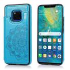 For Huawei Mate 20 Pro Double Buckle Mandala Pattern PU+TPU Protective Case with Card Slots & Holder & Photo Frame(Blue) - 1